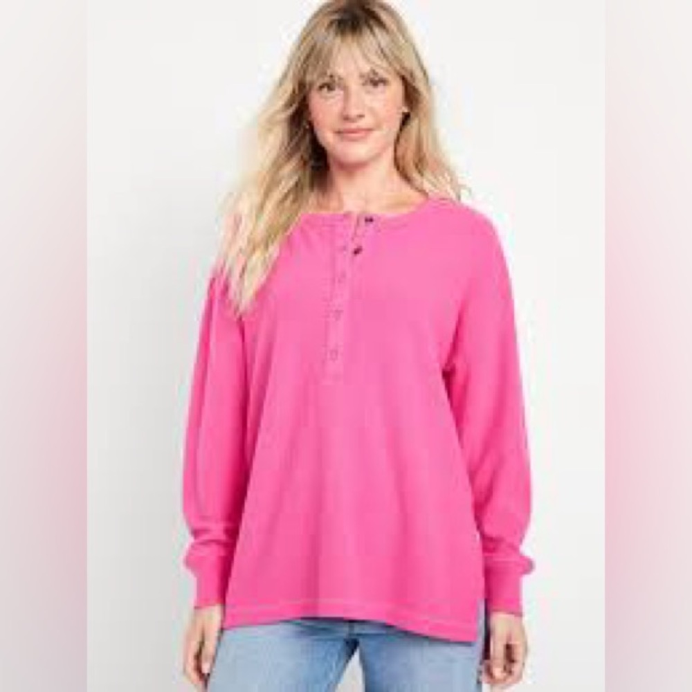 LAST CHANCE CONSIGNING 7/19 Old navy oversized boyfriend Henley - Picture 2 of 11